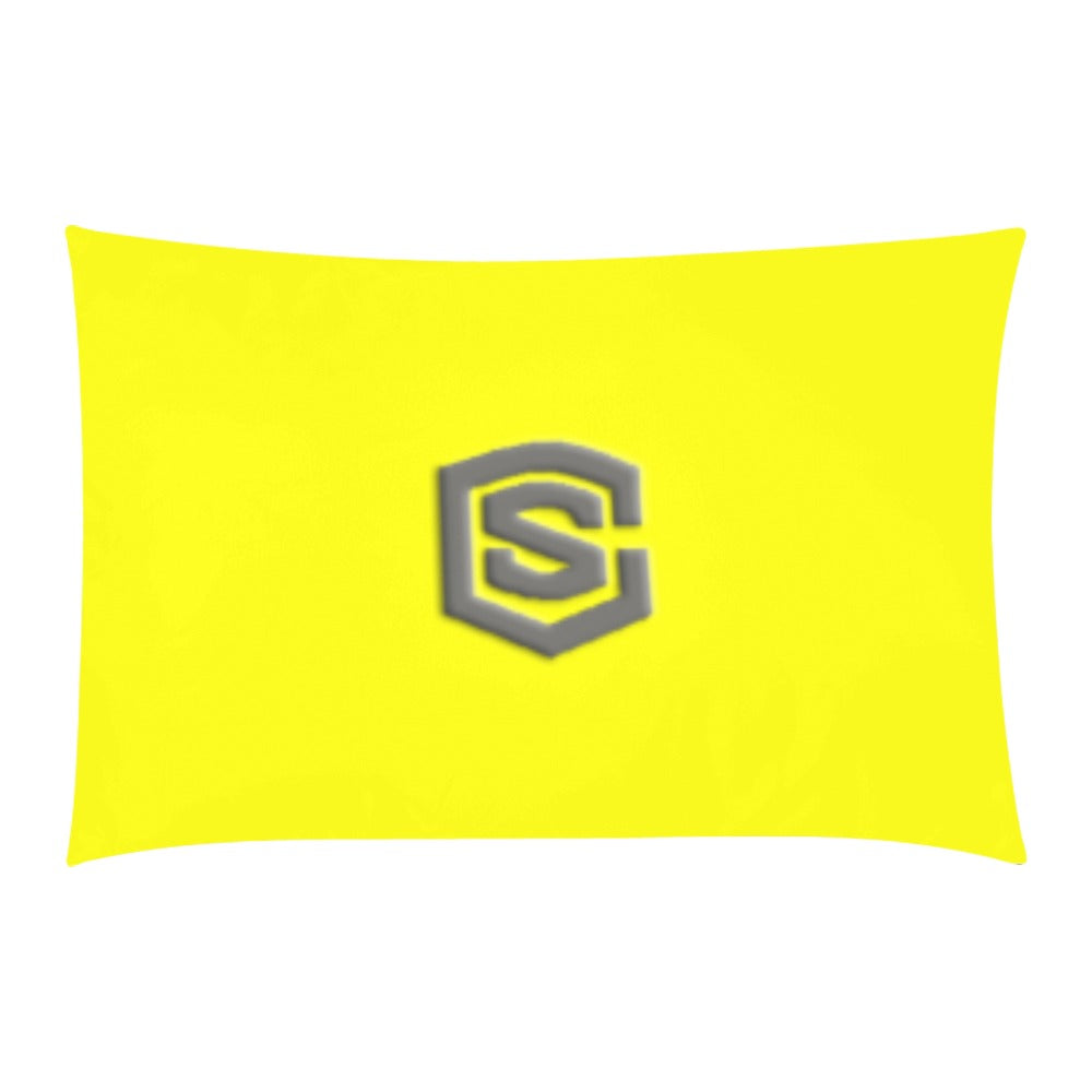 Yellow 3-Piece Bedding Set (1 Duvet Cover 86"x70"; 2 Pillowcases 20"x30")(One Side) wtih Gray Logo 3-Piece Bedding Set (1 Duvet Cover 86"x70"; 2 Pillowcases 20"x30")(One Side)