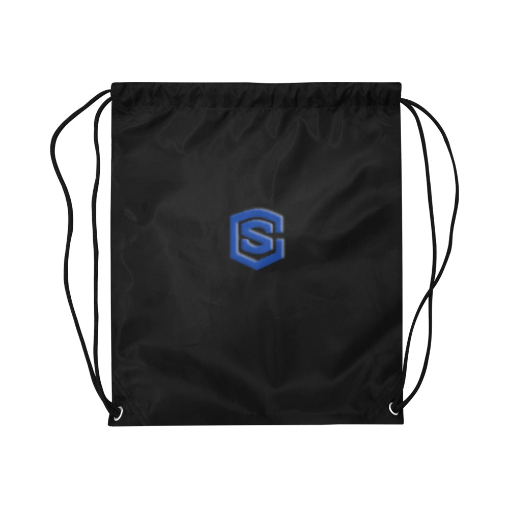 Black Drawstring Bags Large With Blue Logo Drawstring Bags (Model 1604) (Large)