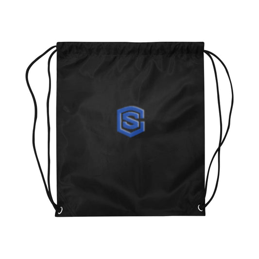 Black Drawstring Bags Large With Blue Logo Drawstring Bags (Model 1604) (Large)