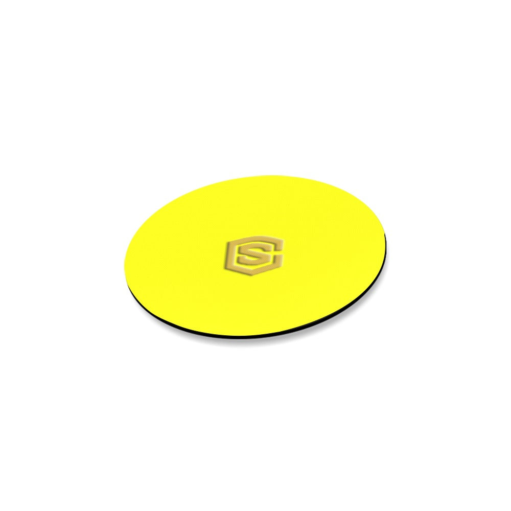 Yellow Round Coaster with Gold Logo Round Coaster