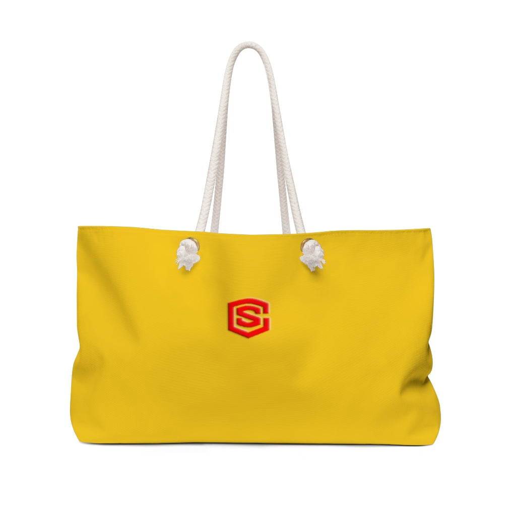 Yellow Weekender Bag Red Logo
