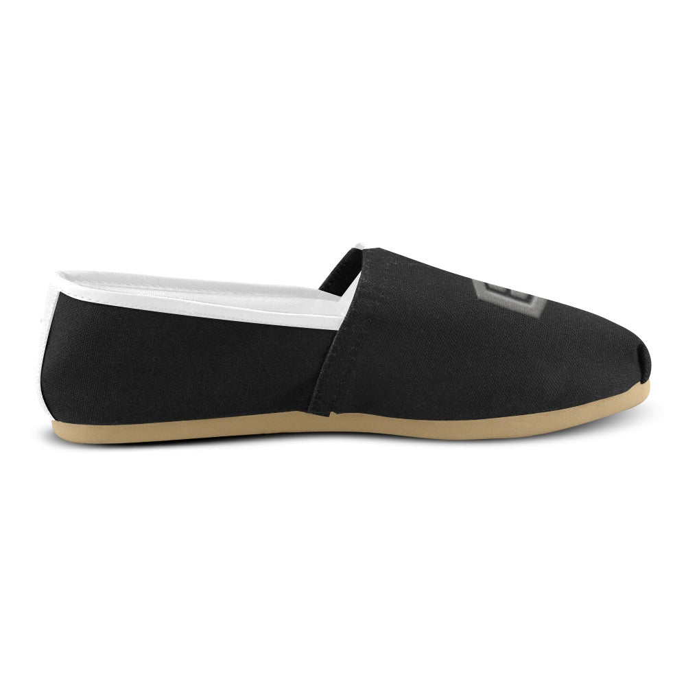 BLACK Casual Canvas Women's WITH GRAY LOGO Casual Canvas Women's Shoes (Model 004) (Designs are mirrored)