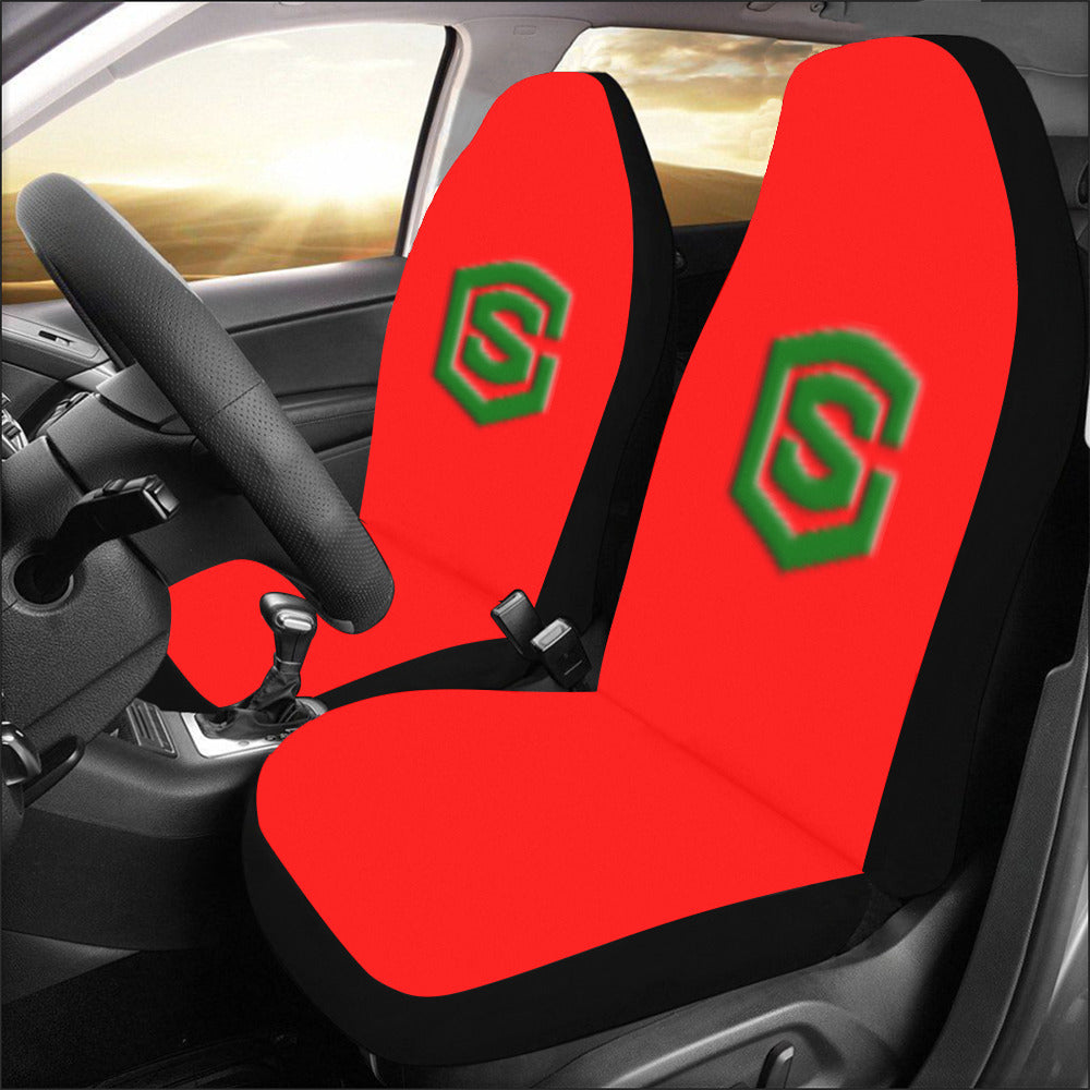 Red Car Seat Covers Green Logo Car Seat Covers (Set of 2)