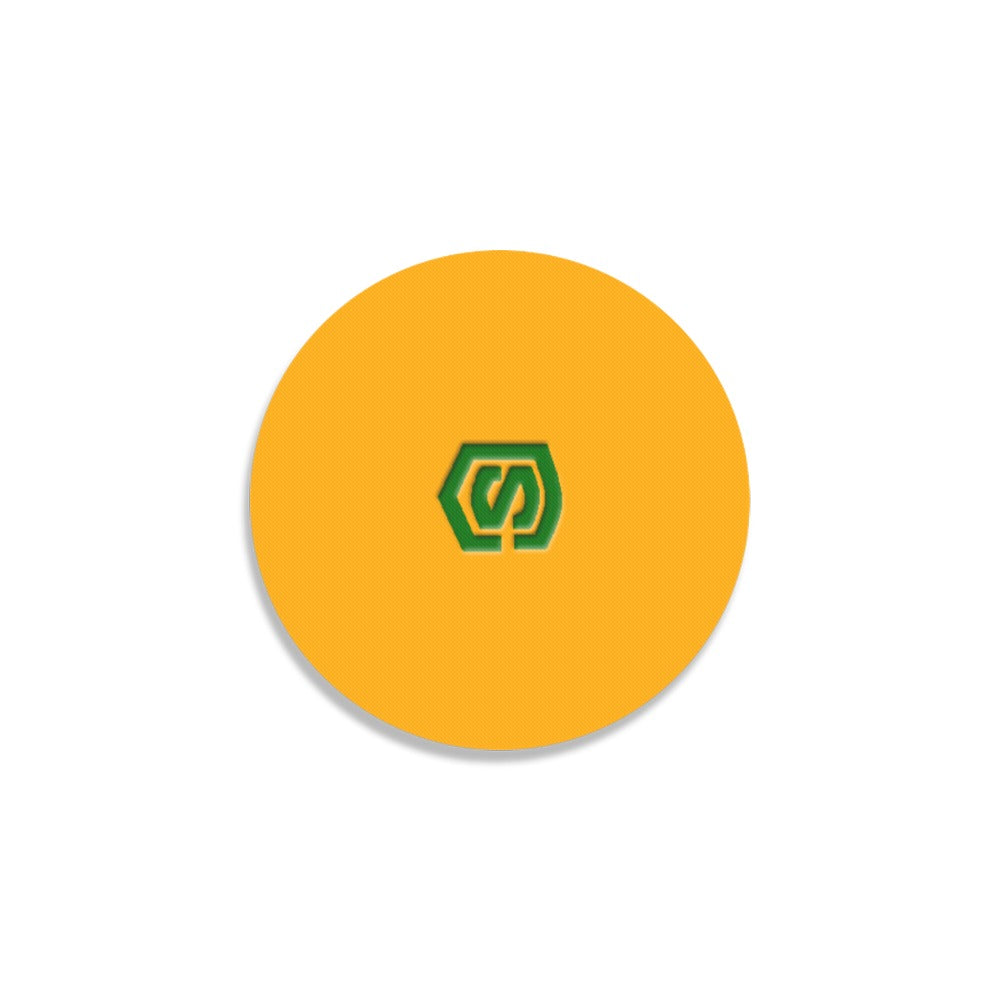Orange Round Coaster with Green Logo Round Coaster