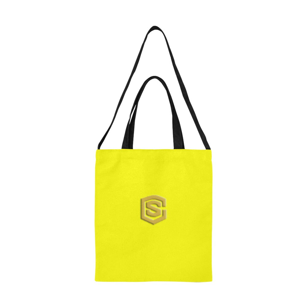Yellow All Over Print Canvas Tote Bag With Gold Logo All Over Print Canvas Tote Bag(Model1698)(Medium)