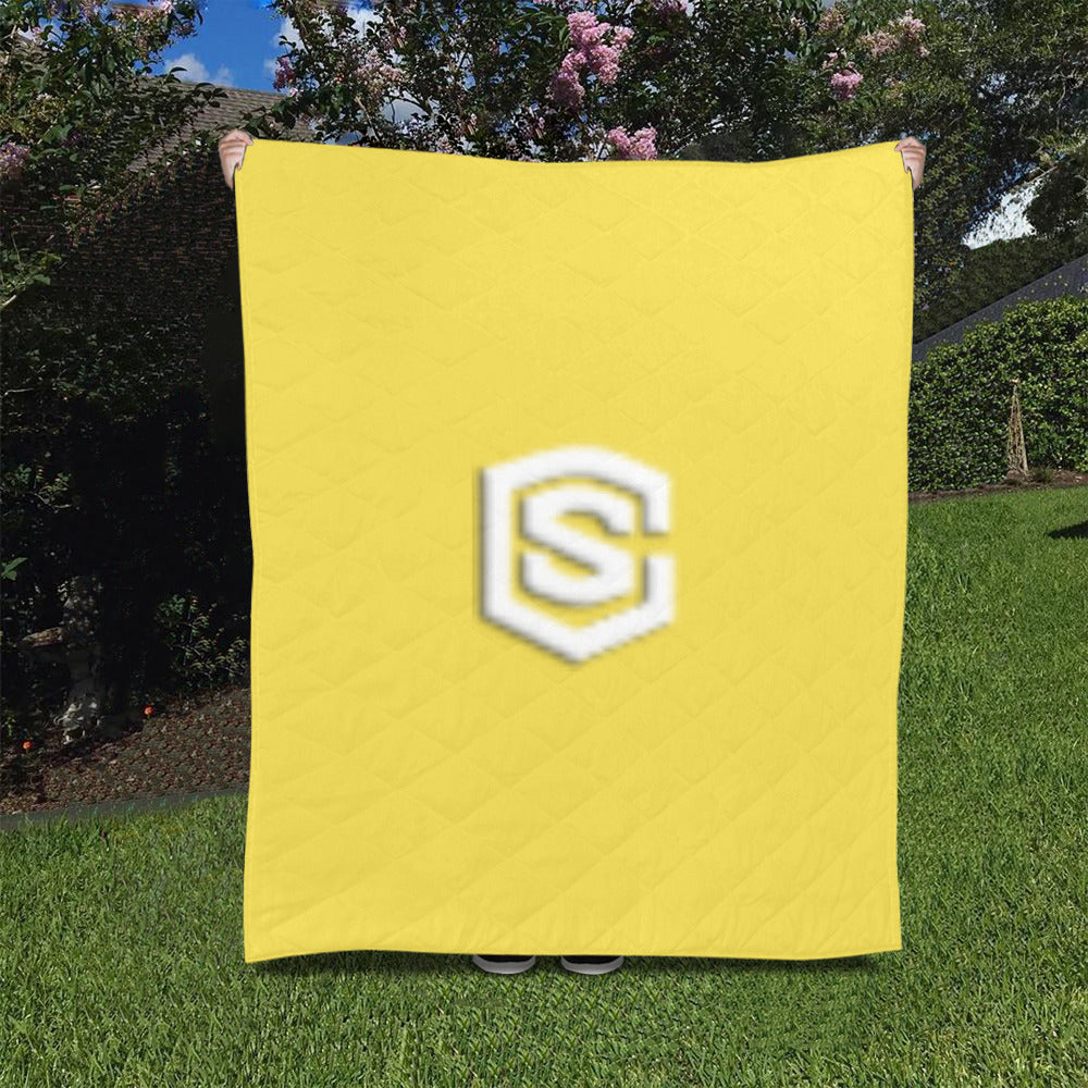 Yellow Custom Quilt White Logo Custom Quilt 50" x 60"