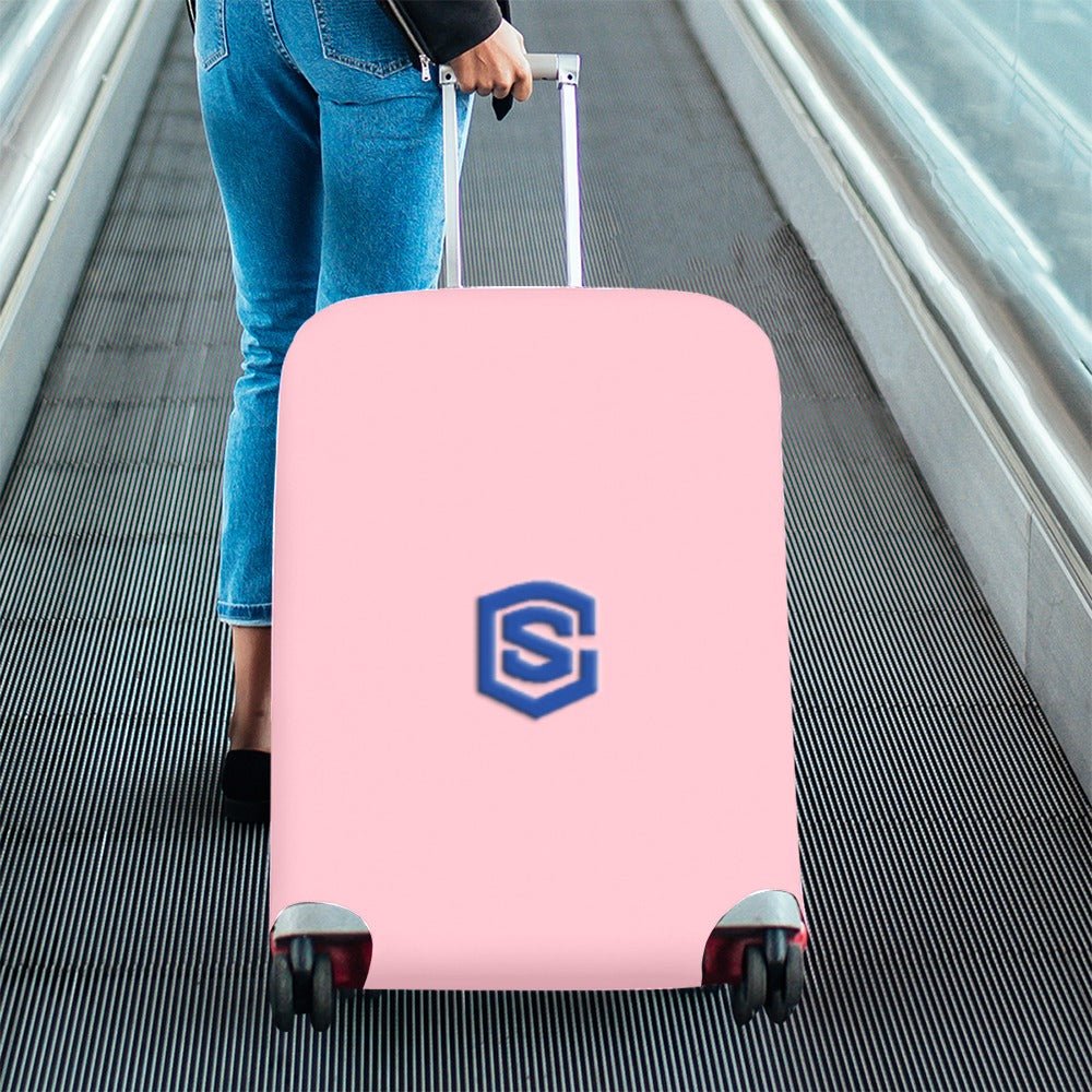 PINK LUGGAGE COVER WITH BLUE LOGO Luggage Cover (Large Size) (26"-28")