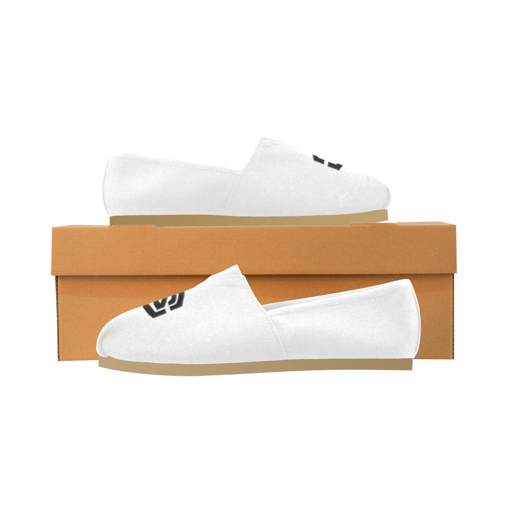 WHITE Casual Canvas Women's WITH BLACK LOGO Casual Canvas Women's Shoes (Model 004) (Designs are mirrored)