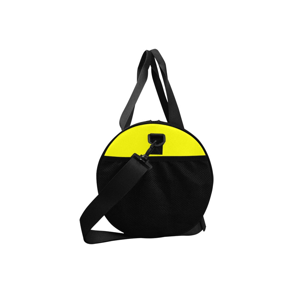 YELLOW TRAVEL BAG WITH BLACK LOGO Travel Duffel Bags (Model 1679)