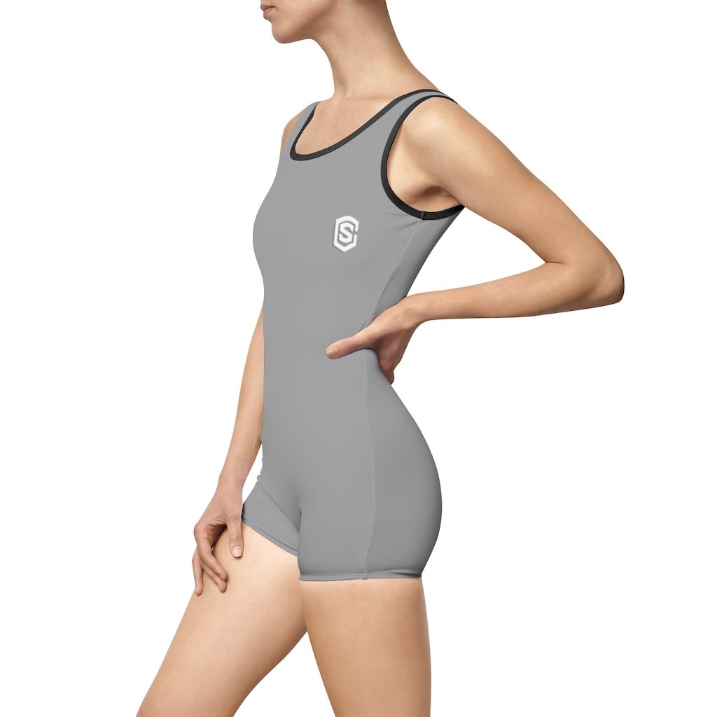 Grey Women's Vintage Swimsuit White Logo
