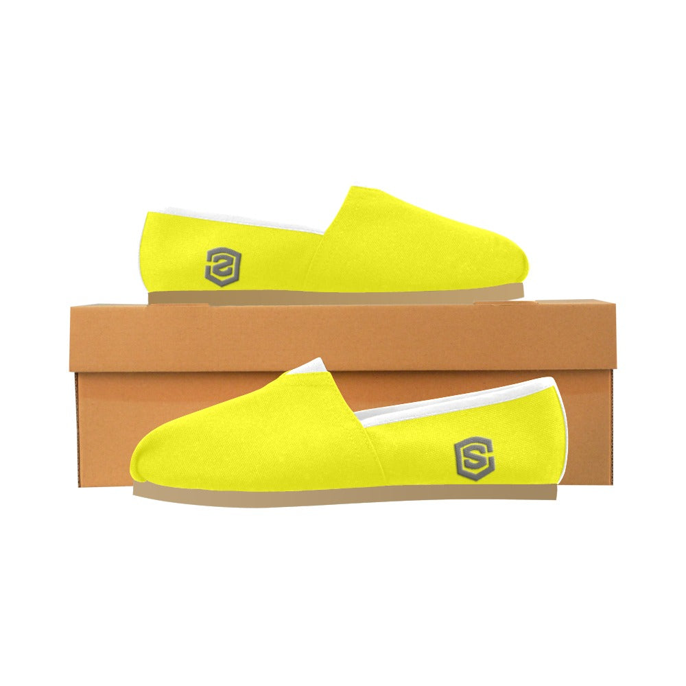 YELLOW casual shoes for women WITH GRAY LOGO Casual Canvas Women's Shoes (Model 004) (Designs are mirrored)