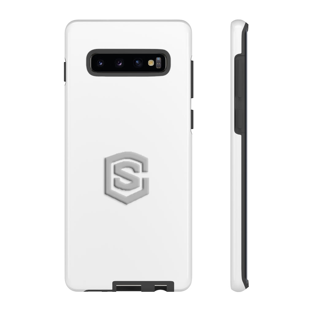 White Tough Cases Silver Logo