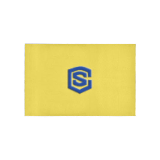 Yellow Area Rug Blue Logo Area Rug 5' x 3.2'