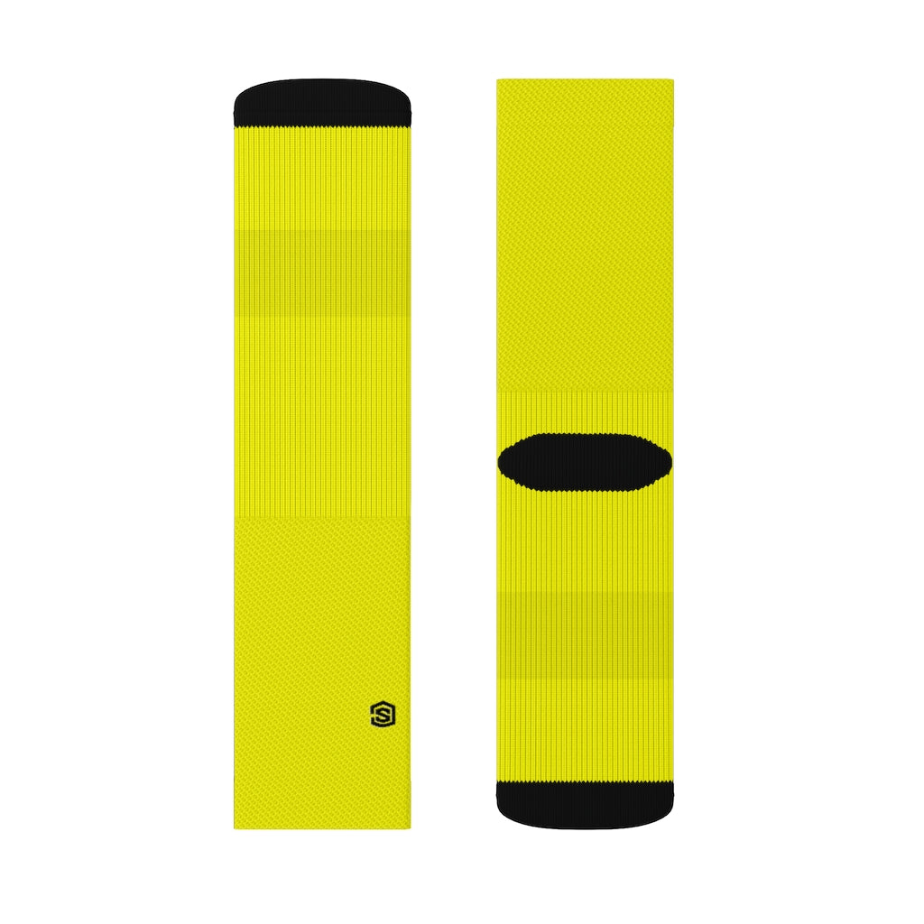 Yellow Sublimation Socks with Black Logo