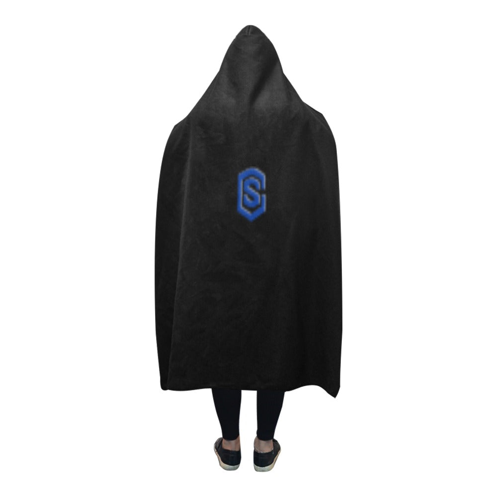 BLACK Hooded Blanket WHITH BLUE  LOGO Hooded Blanket 80"x56"