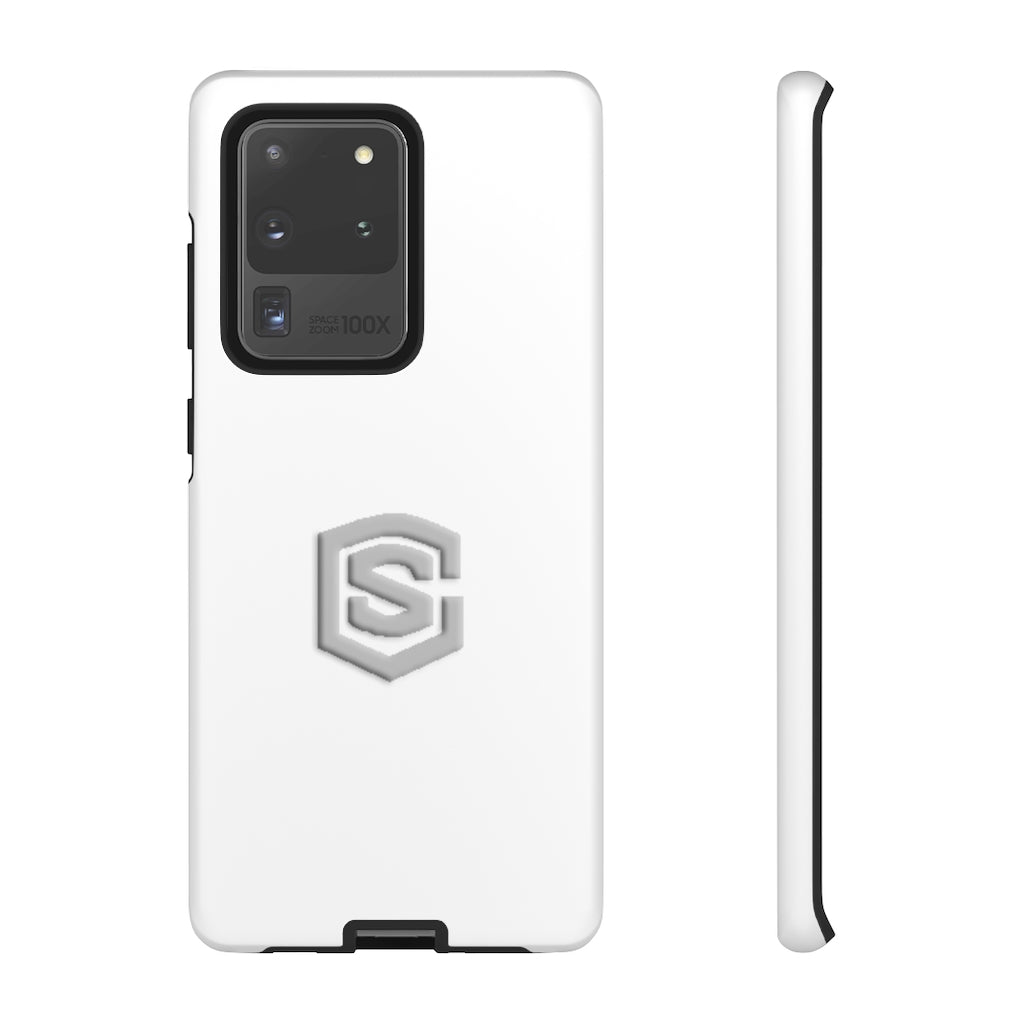 White Tough Cases Silver Logo