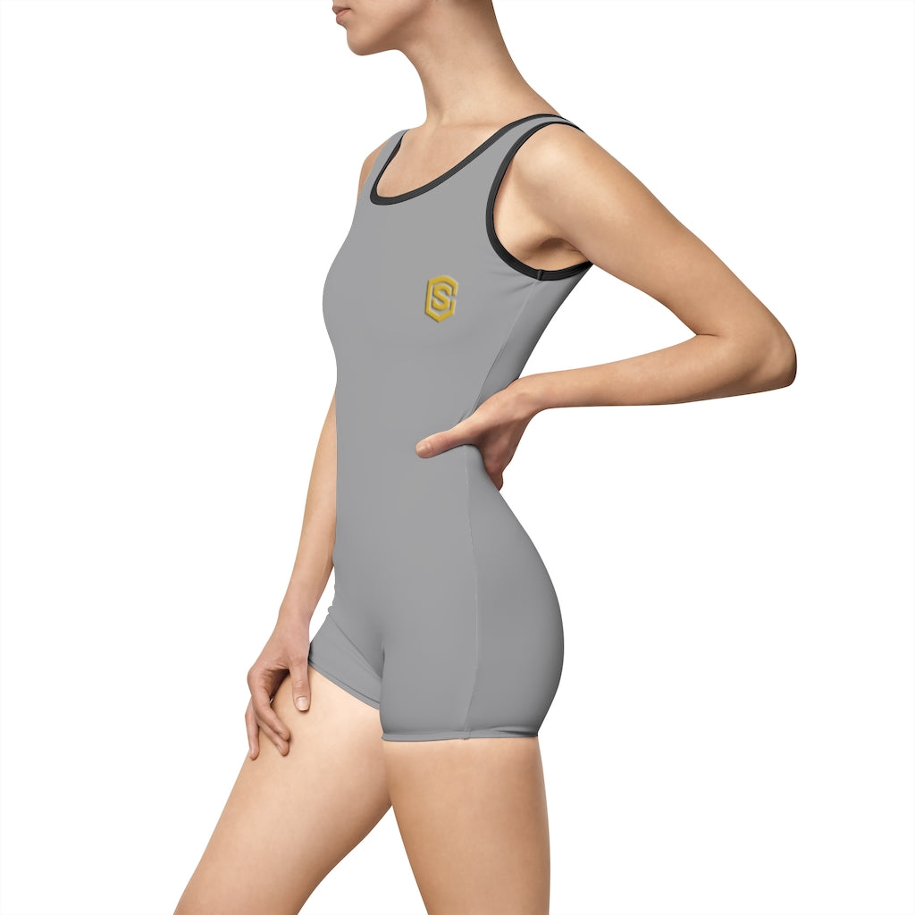 Grey Women's Vintage Swimsuit Gold Logo