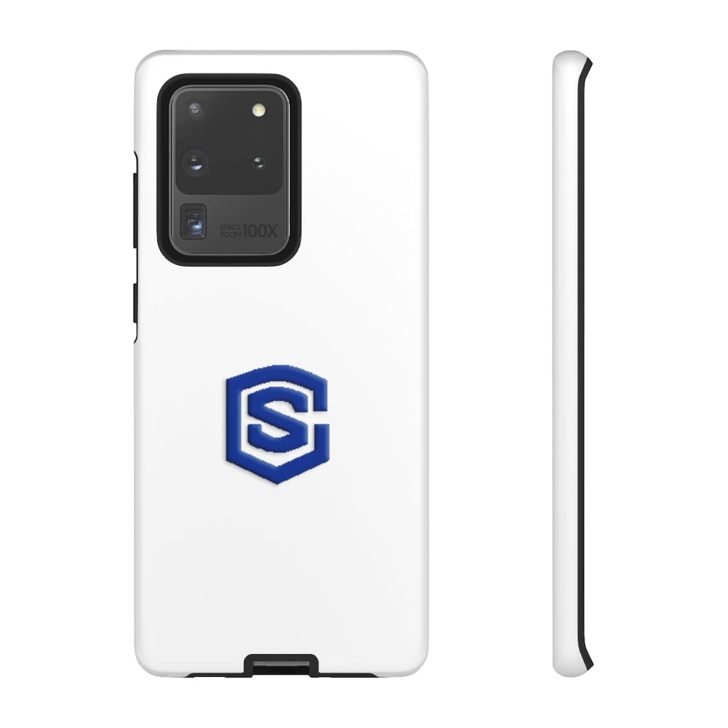 White Tough Cases Blue Logo