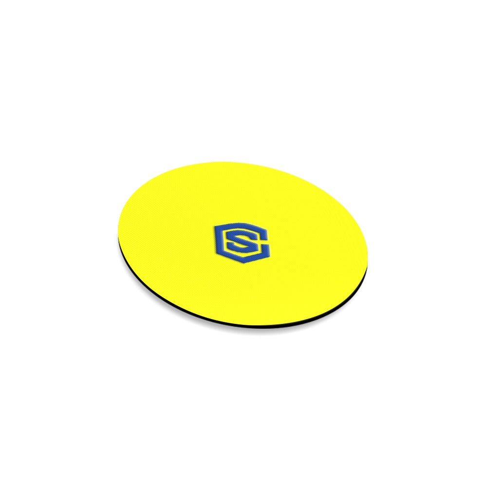 Yellow Round Coaster with Blue Logo Round Coaster