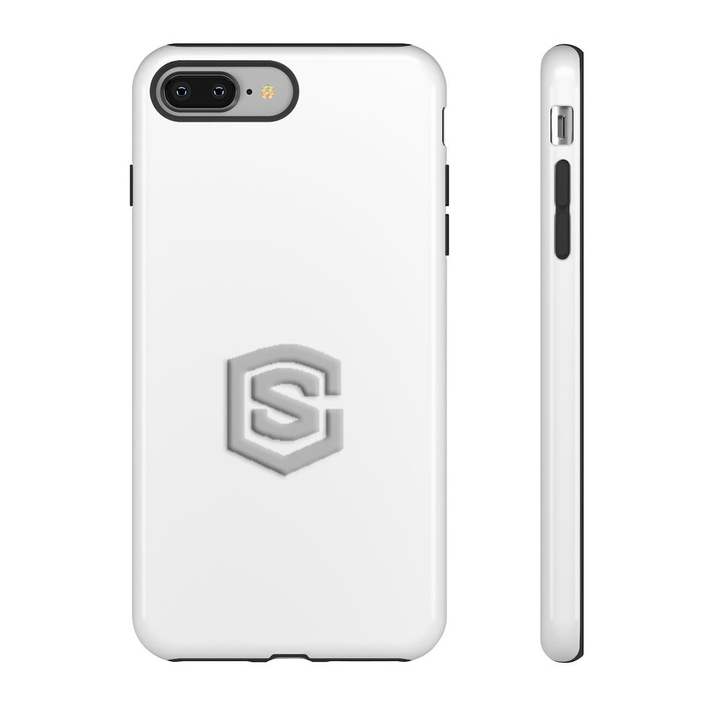White Tough Cases Silver Logo
