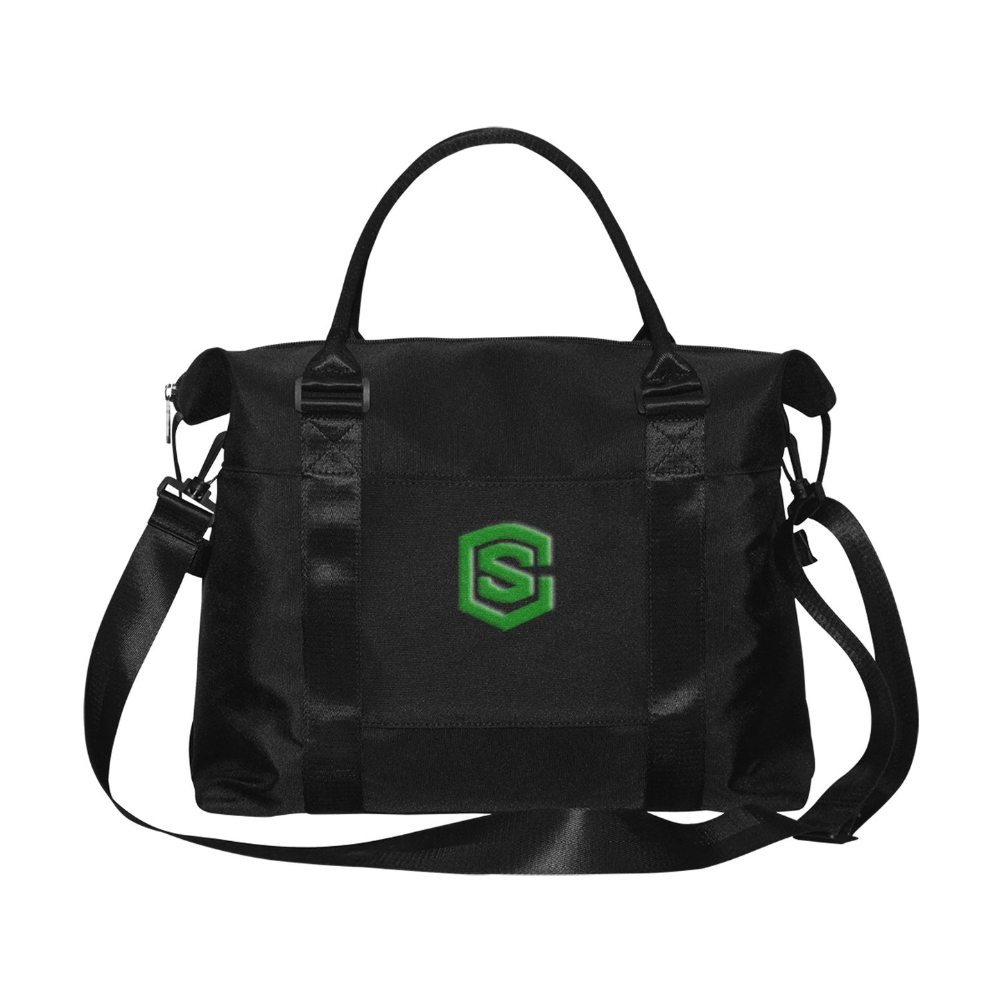 Black Large Capacity Duffle Bag With Green Logo Large Capacity Duffle Bag(Model1715)