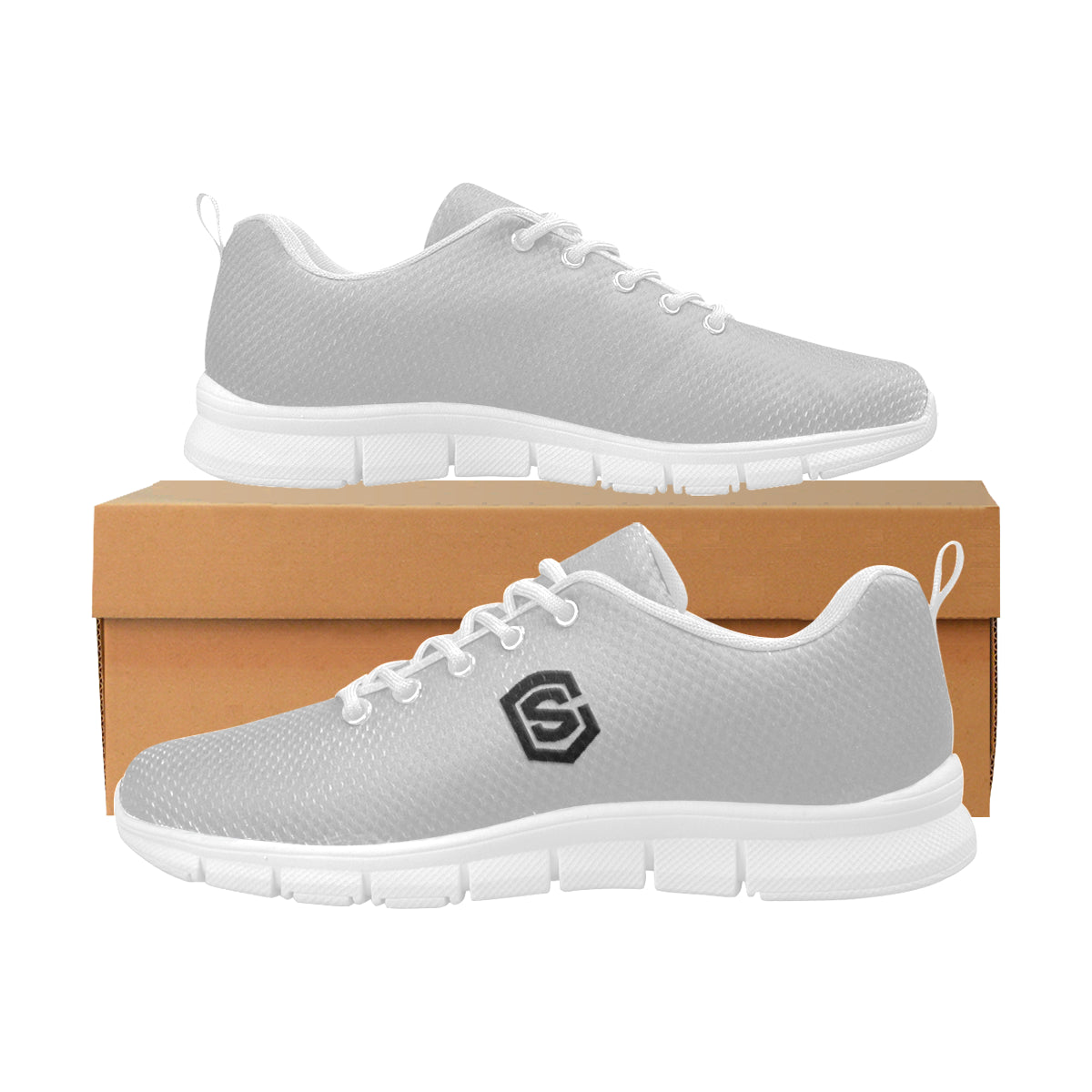 black logo Women's Breathable Running Shoes (Model 055)