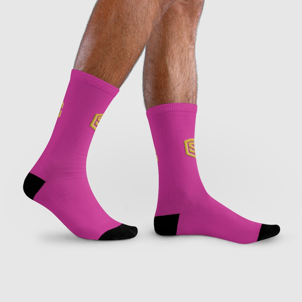 Purple Sublimation Crew Socks (EU) Gold Logo