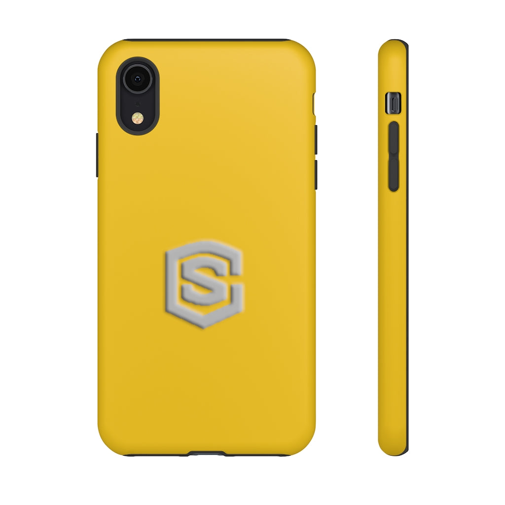 Yellow Tough Cases Silver Logo