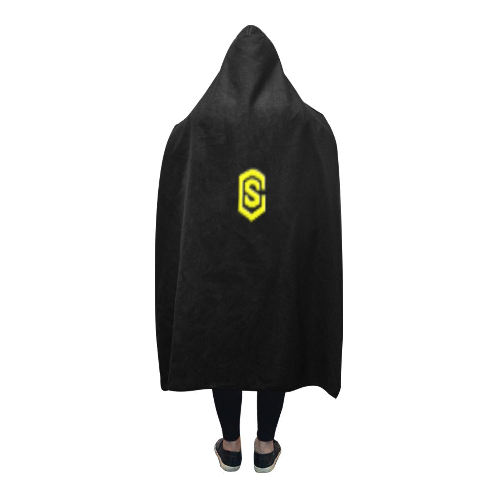 BLACK Hooded Blanket WHITH YELLOW LOGO Hooded Blanket 80"x56"