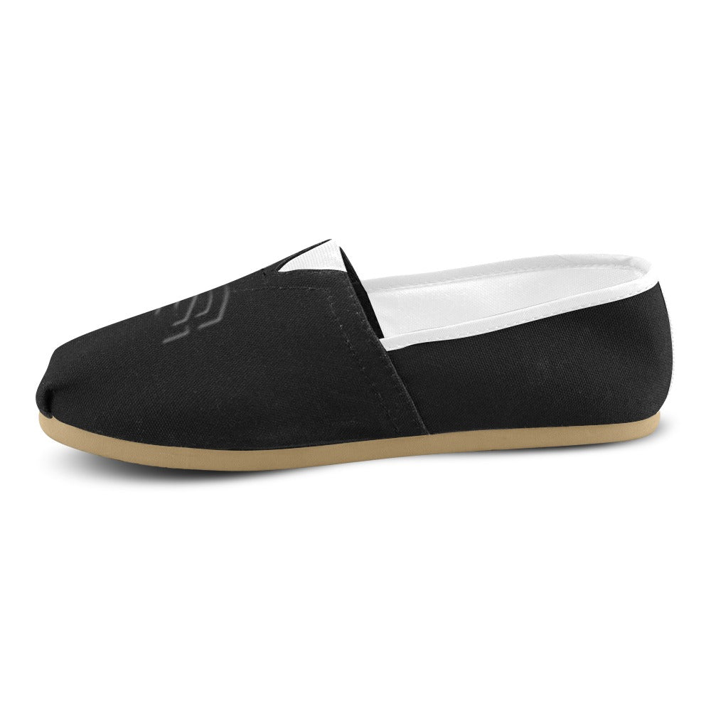 BLACK Casual Canvas Women's WITH BLACK LOGO Casual Canvas Women's Shoes (Model 004) (Designs are mirrored)
