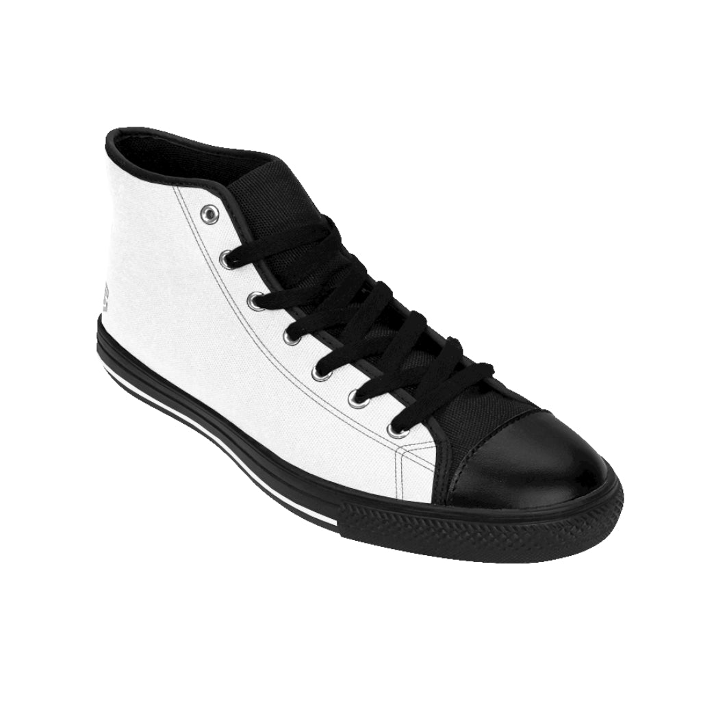 white Women's High-top Sneakers Silver logo
