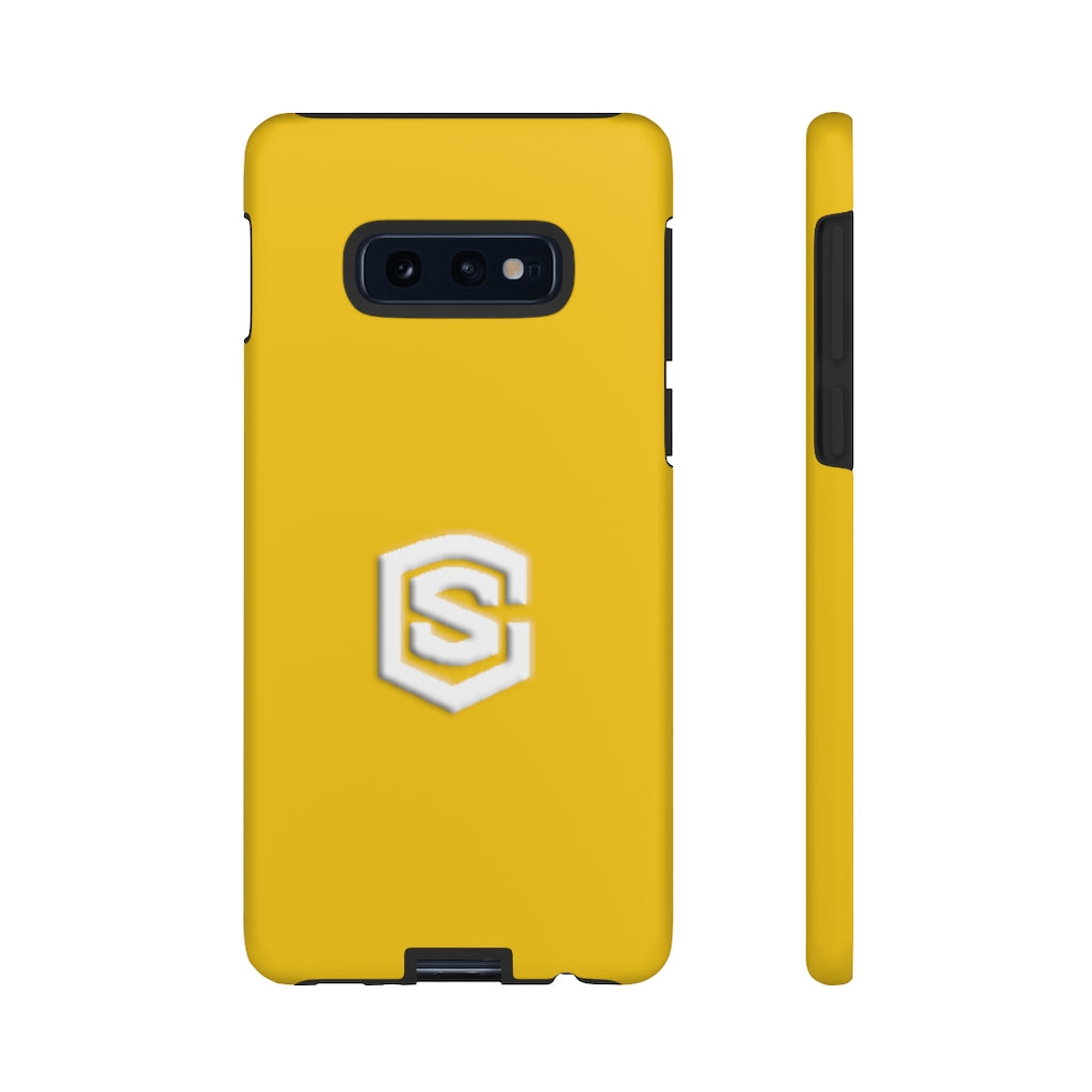 Yellow Tough Cases White Logo