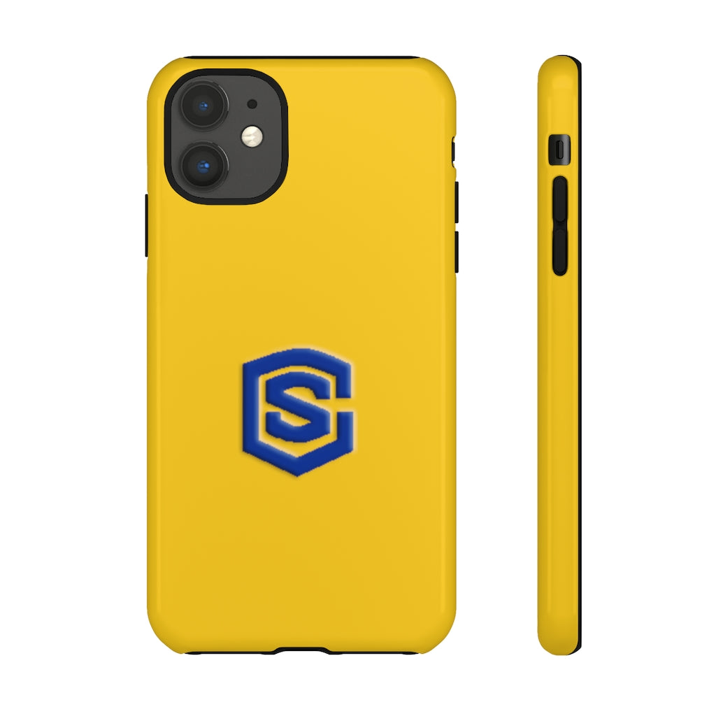 Yellow Tough Cases Blue Logo