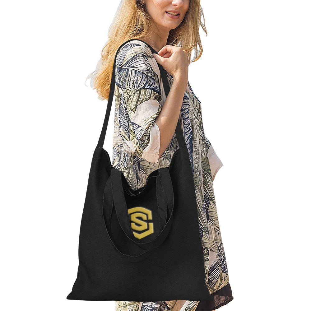 Black All Over Print Canvas Tote Bag With Gold Logo All Over Print Canvas Tote Bag(Model1698)(Medium)