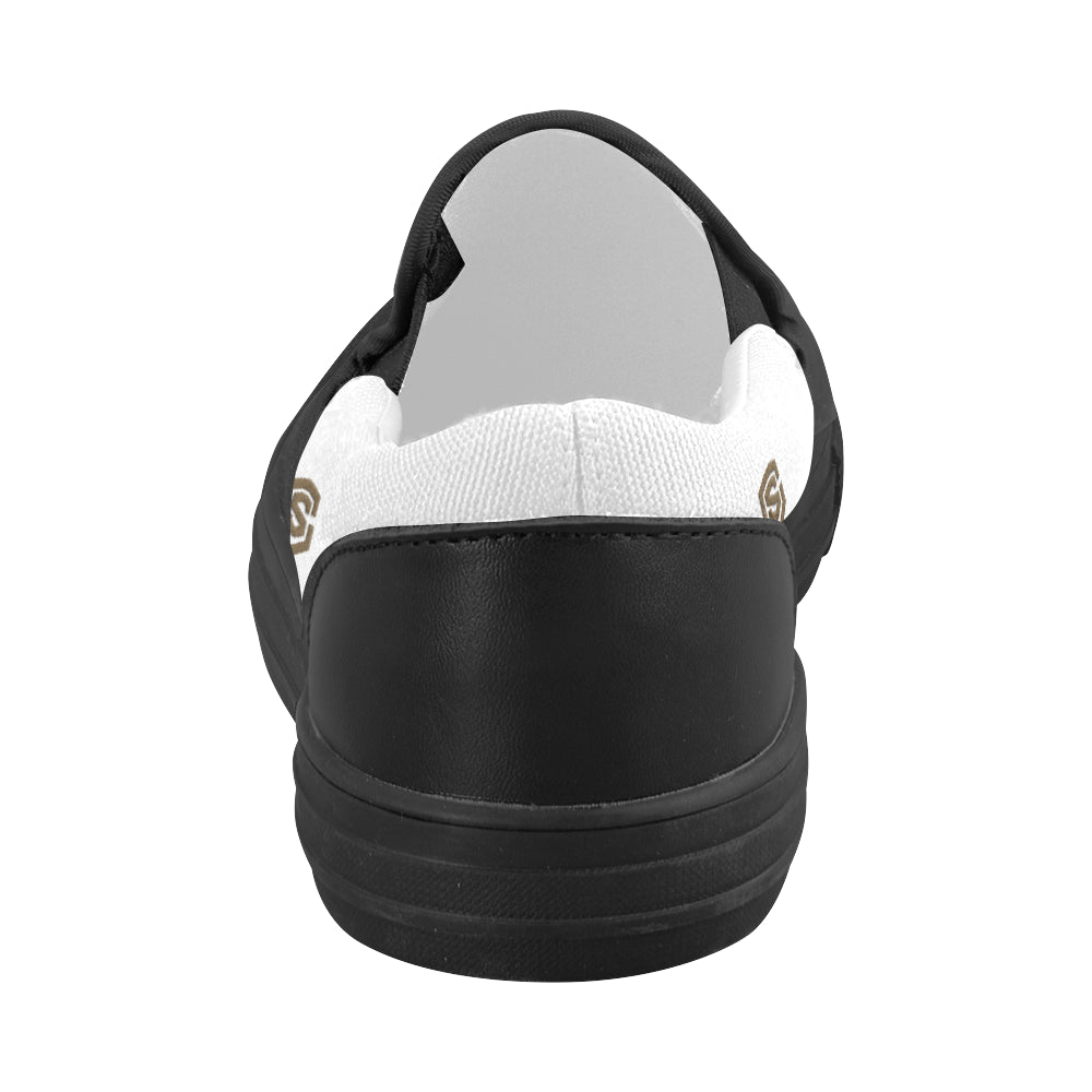 brown logo Women's Slip-on Canvas Shoes (Model 019)