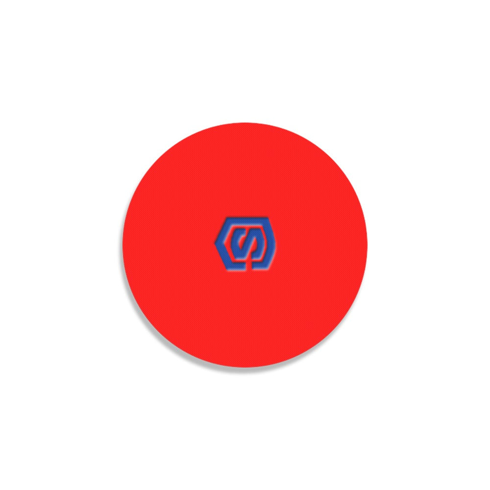 Red Round Coaster with Blue Logo Round Coaster