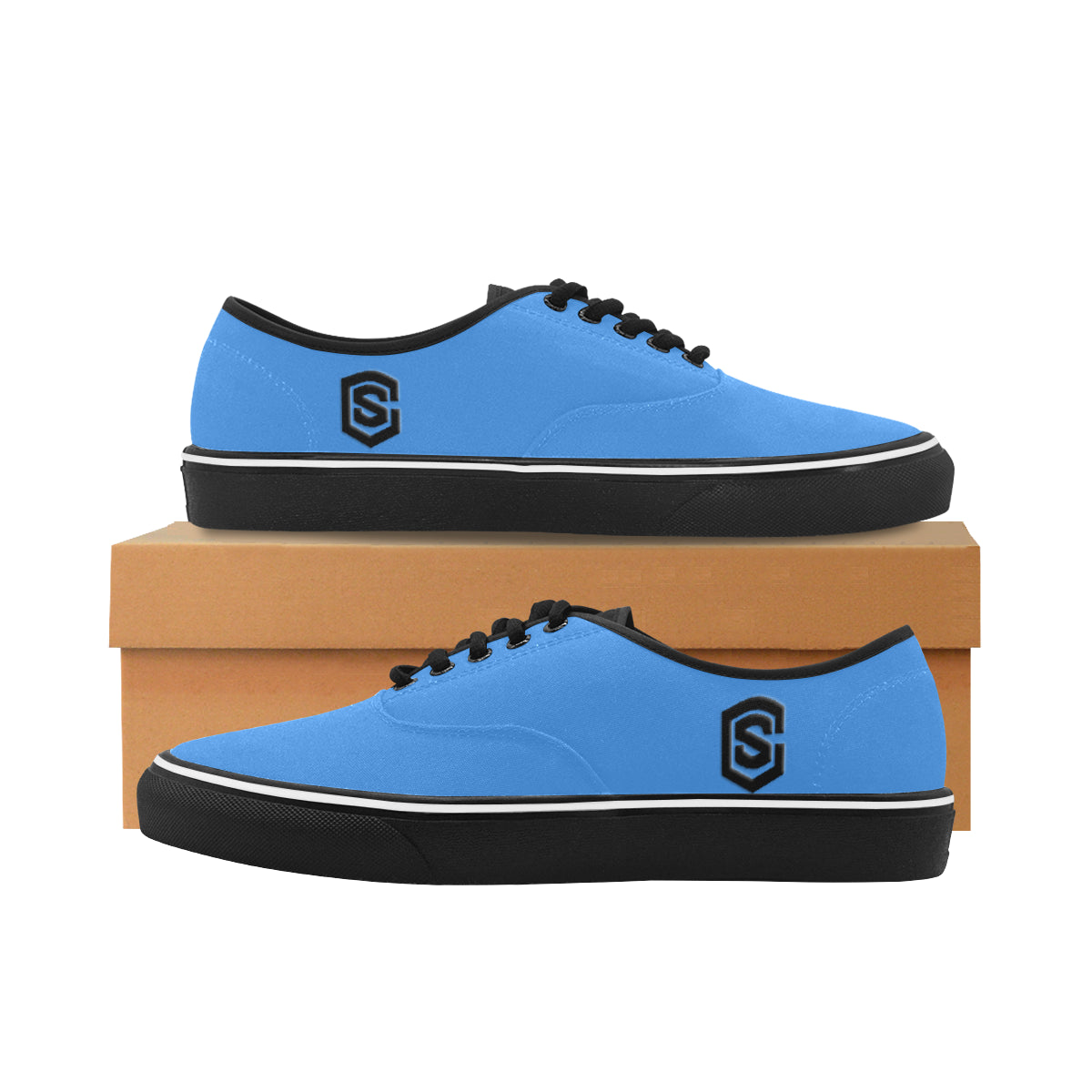 black logo Classic Men's Canvas Low Top Shoes/Large (Model E001-4)