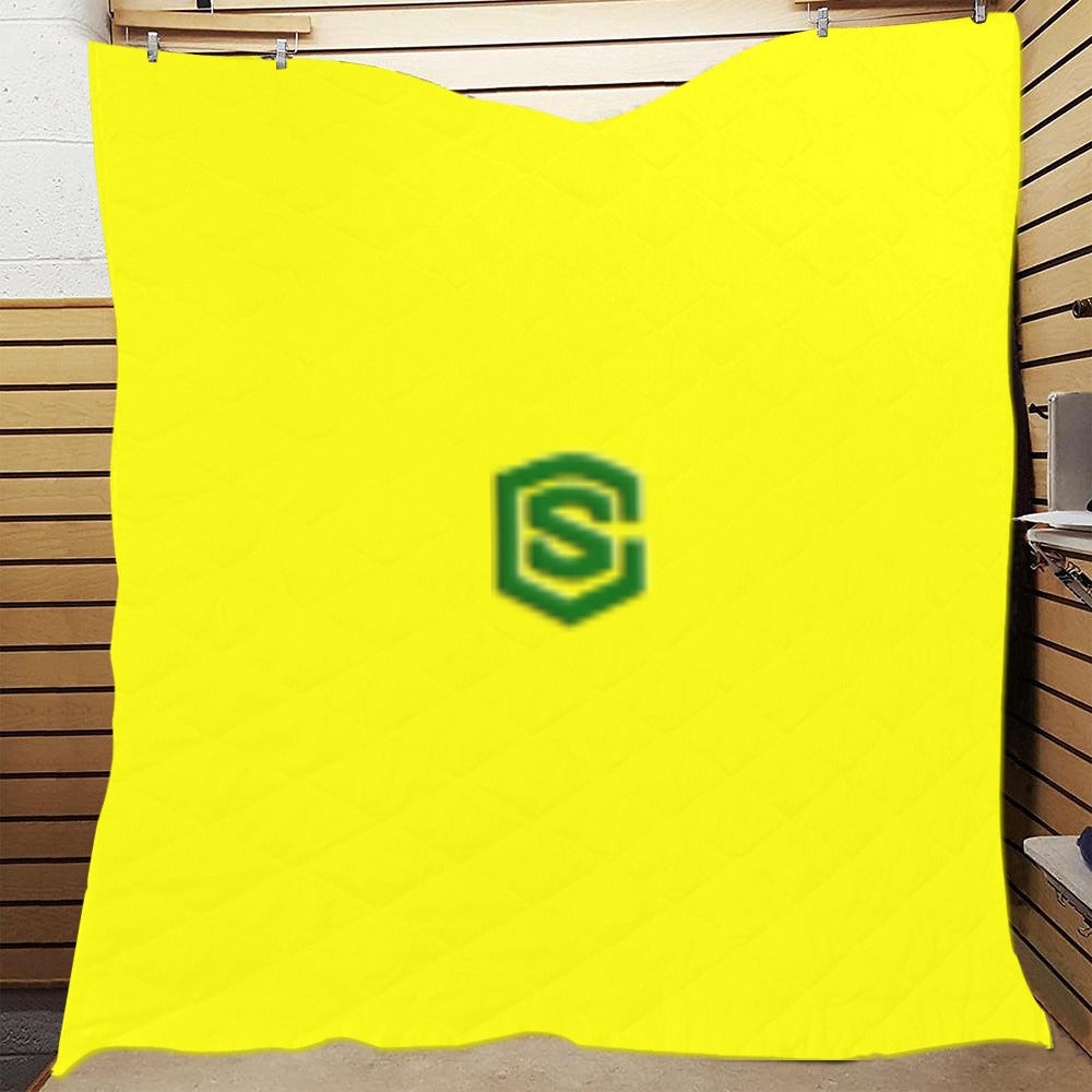 YELLOW CUSTOM QUILT BROWN LOGO Custom Quilt  70" x 80"