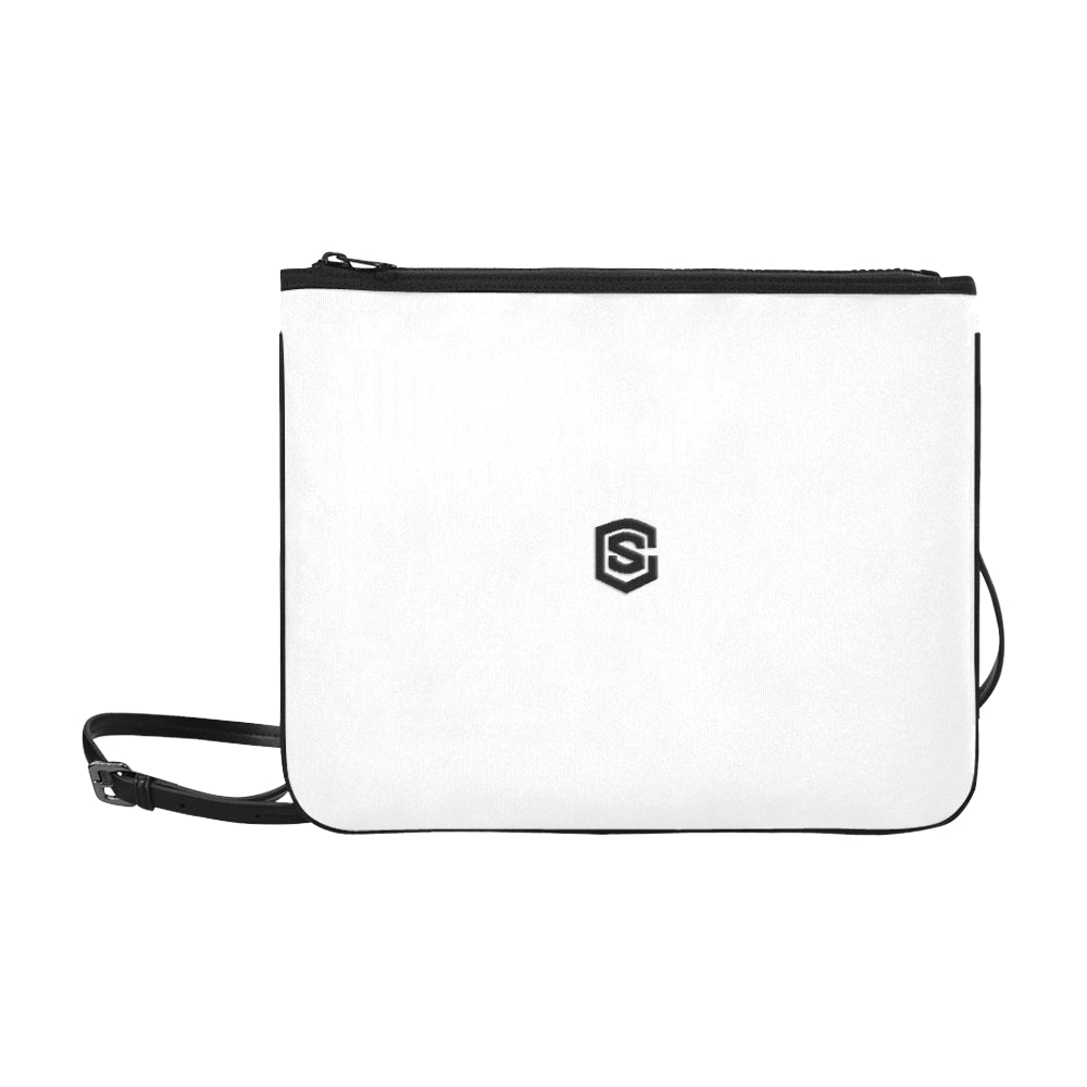 WHITE SLIM CLUTCH BAG black logo Slim Clutch Bag (Model 1668)