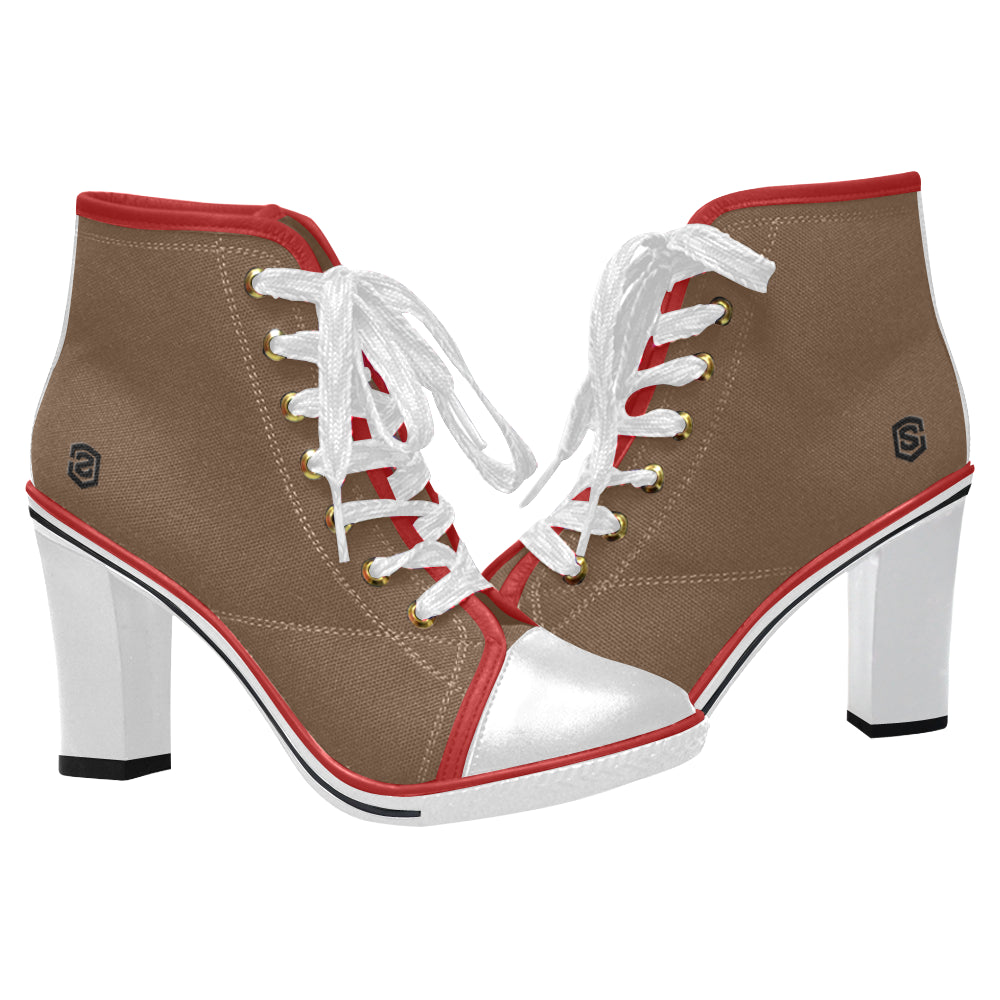 black logo Women's Lace Up Chunky Heel Ankle Booties (Model 054)