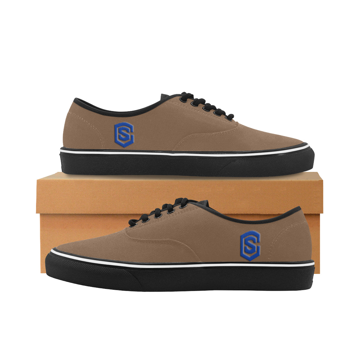 blue logo Classic Men's Canvas Low Top Shoes/Large (Model E001-4)