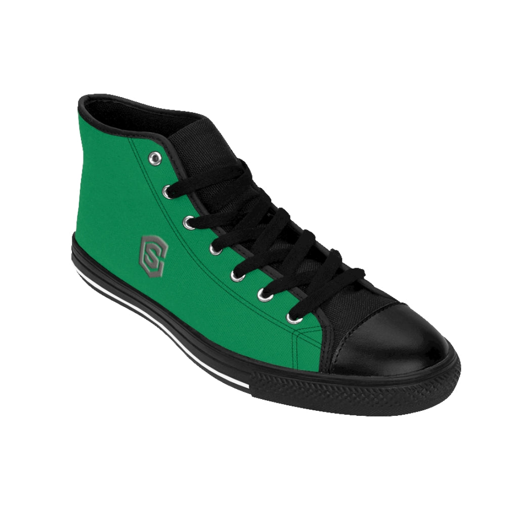 green Men's High-top Sneakers Silver logo