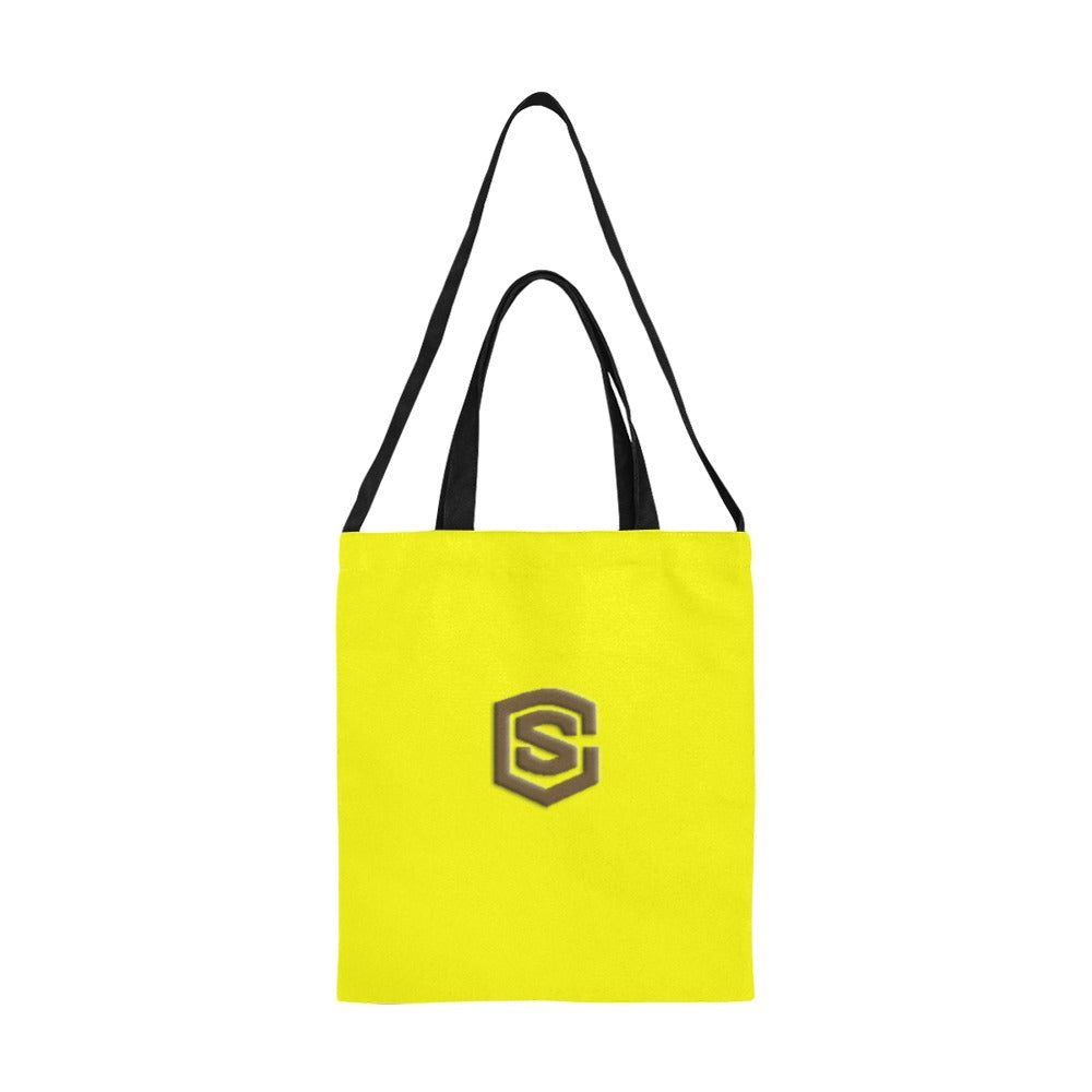 Yellow All Over Print Canvas Tote Bag With Brown Logo All Over Print Canvas Tote Bag(Model1698)(Medium)