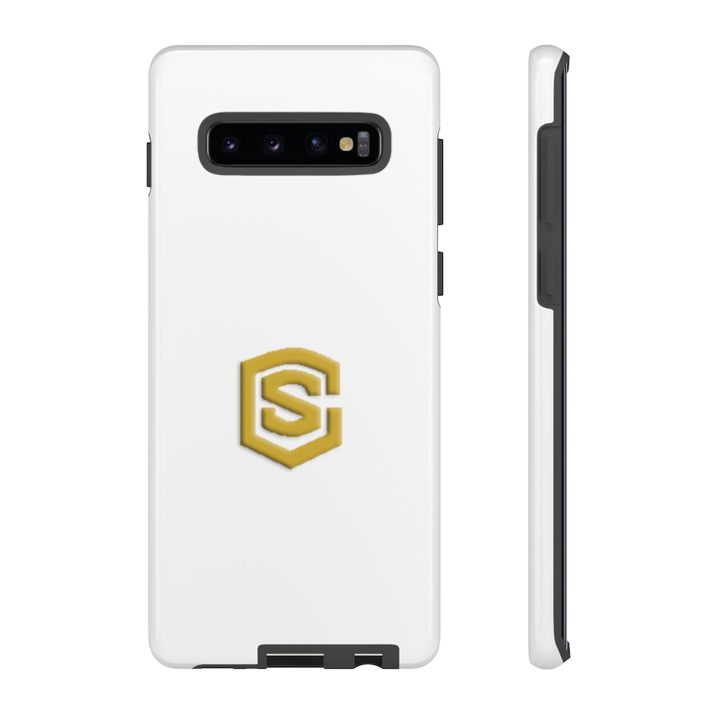 White Tough Cases Gold Logo