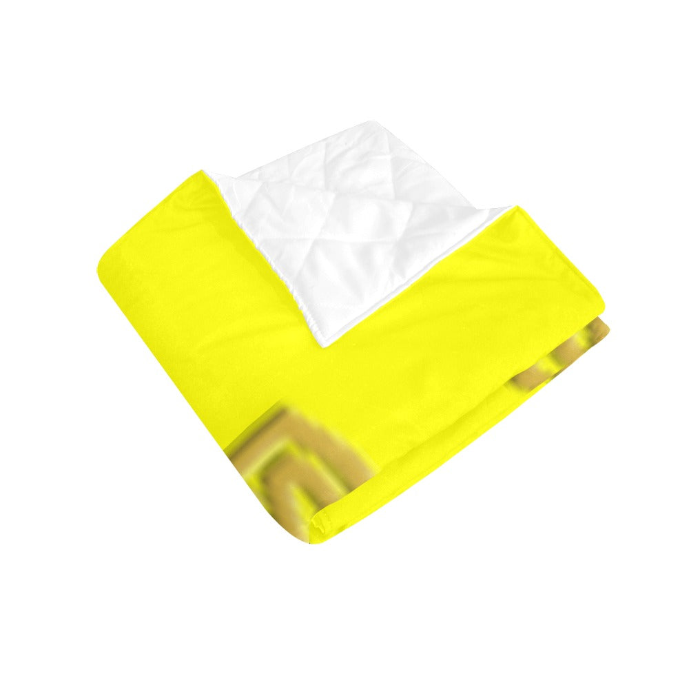 Yellow  Quilt with Gold Logo Custom Quilt  70" x 80"