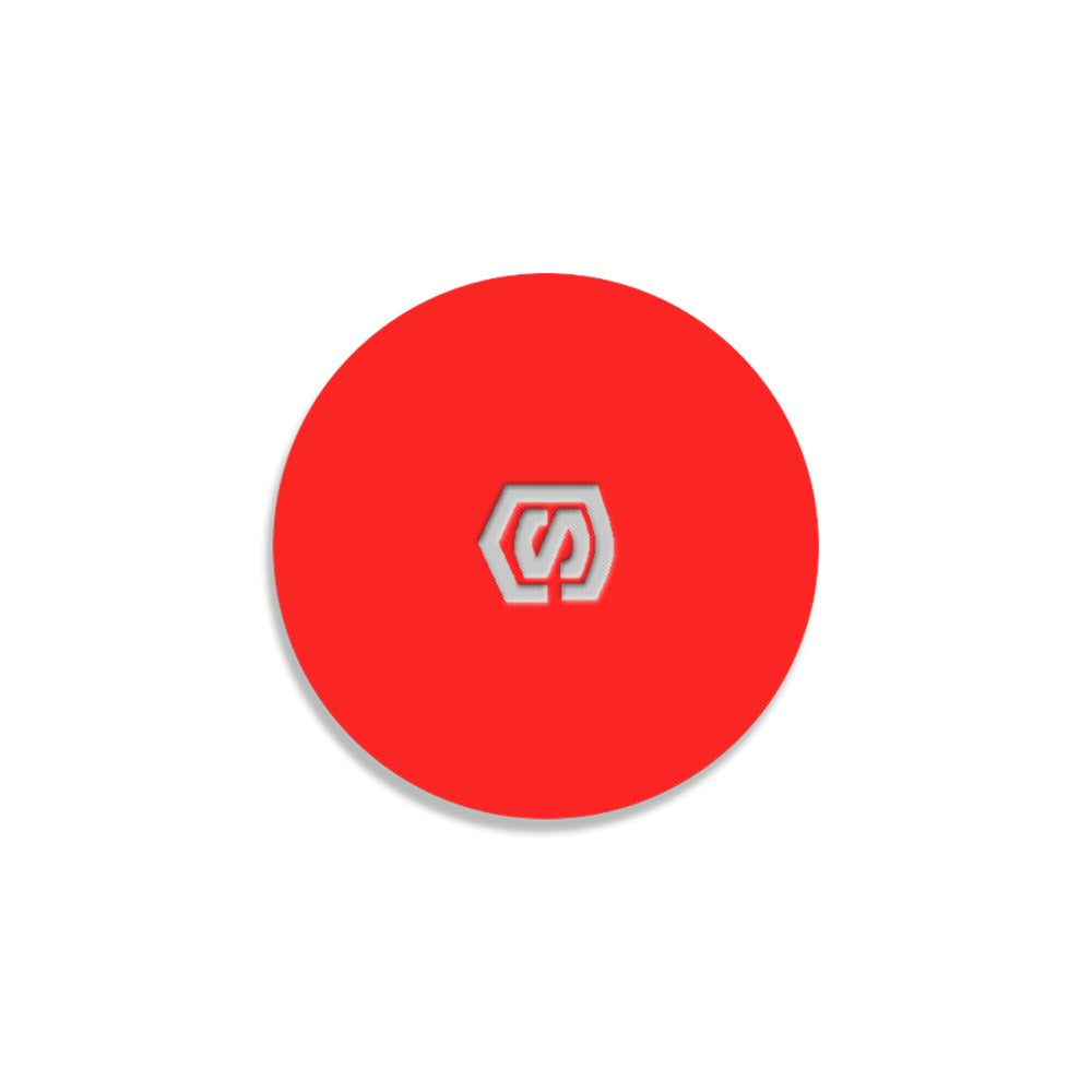 Red Round Coaster with Silver Logo Round Coaster