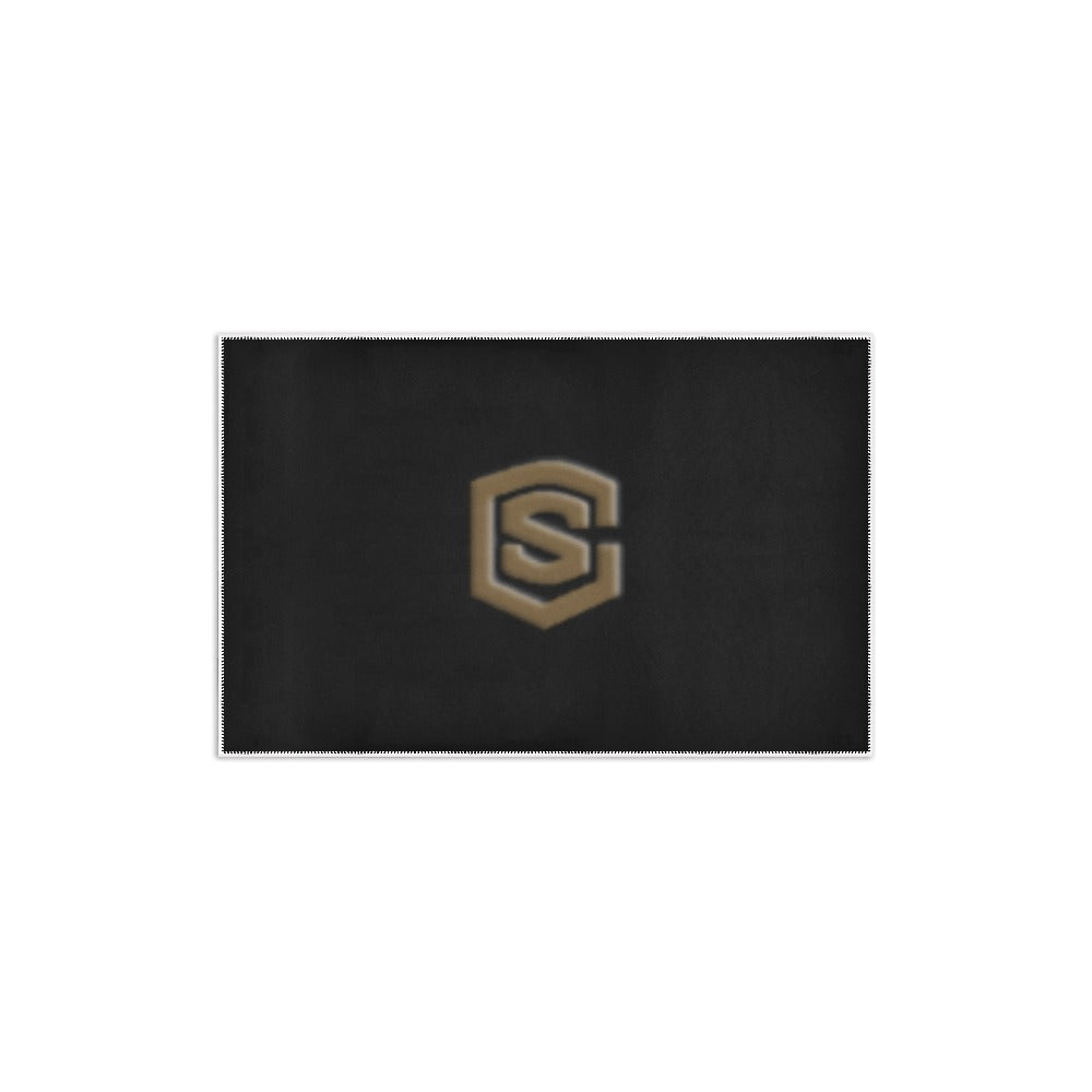 Black Area Rug 2.6' x 1.7' with Brown Logo Area Rug 2.6' x 1.7'