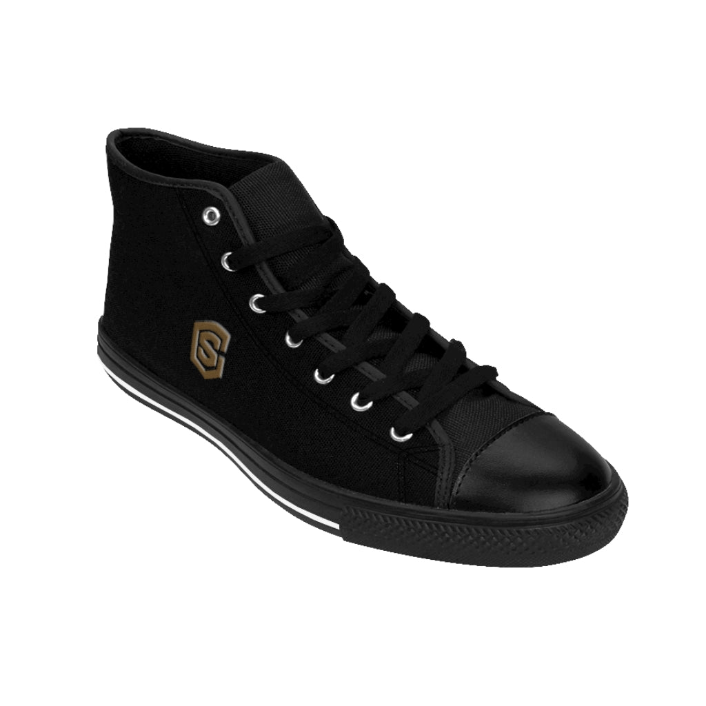 black Men's High-top Sneakers Brown logo