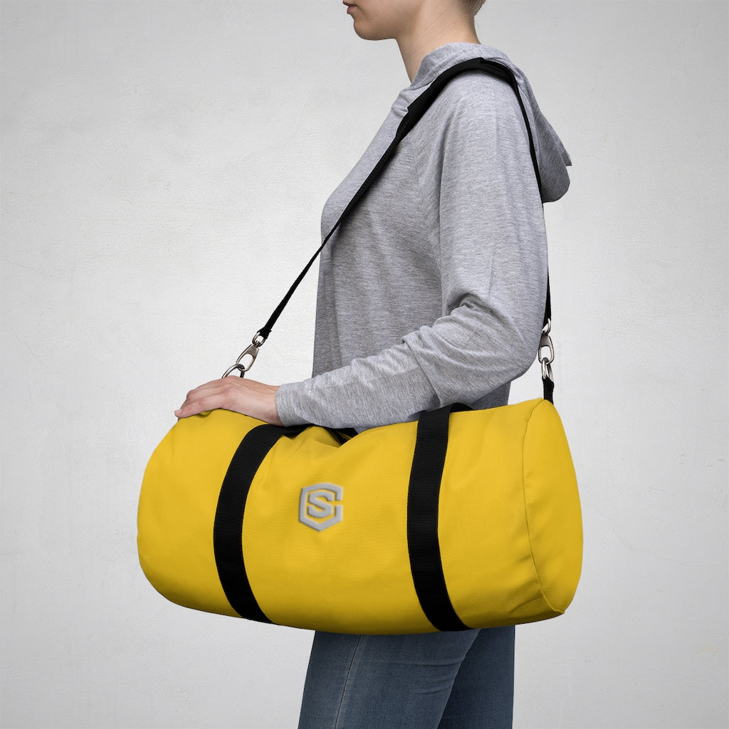 Yellow Duffel Bag Silver Logo