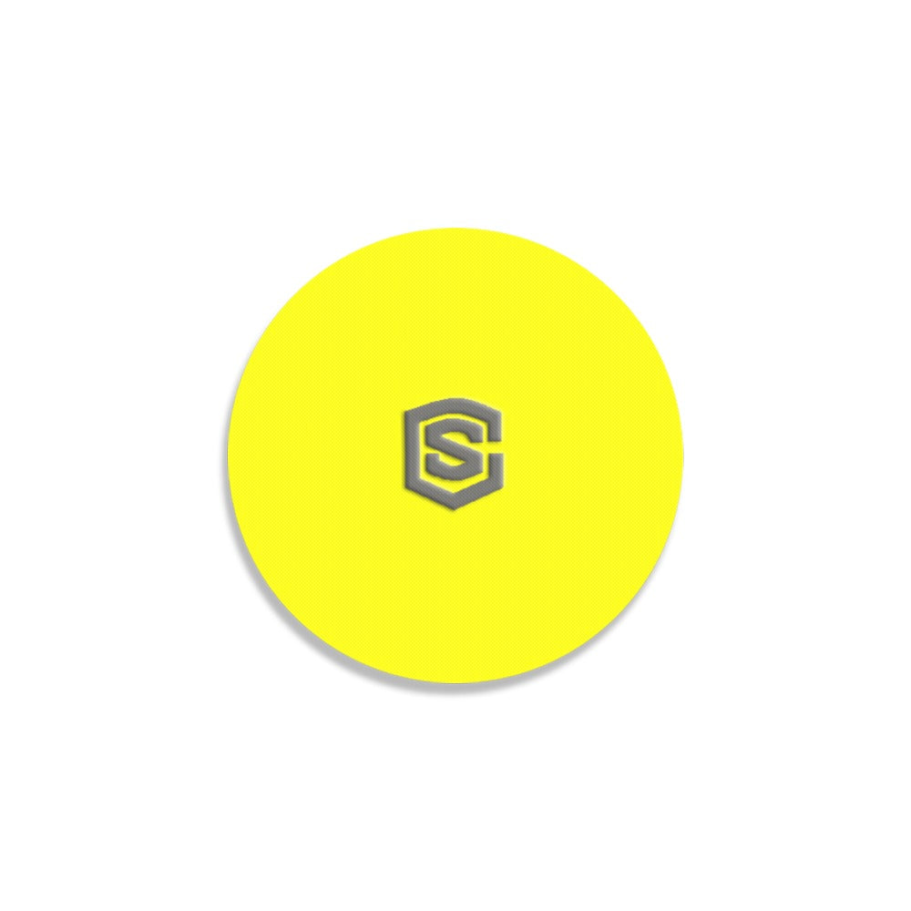 Yellow Round Coaster with Gray Logo Round Coaster